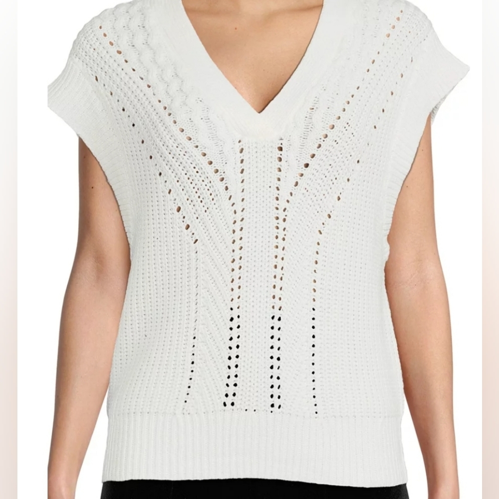 Time and Tru Sweater Vest Winter White Size Small 4-6 New NWT